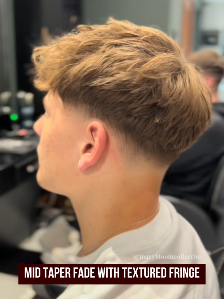 Mid Taper Fade with Textured Fringe