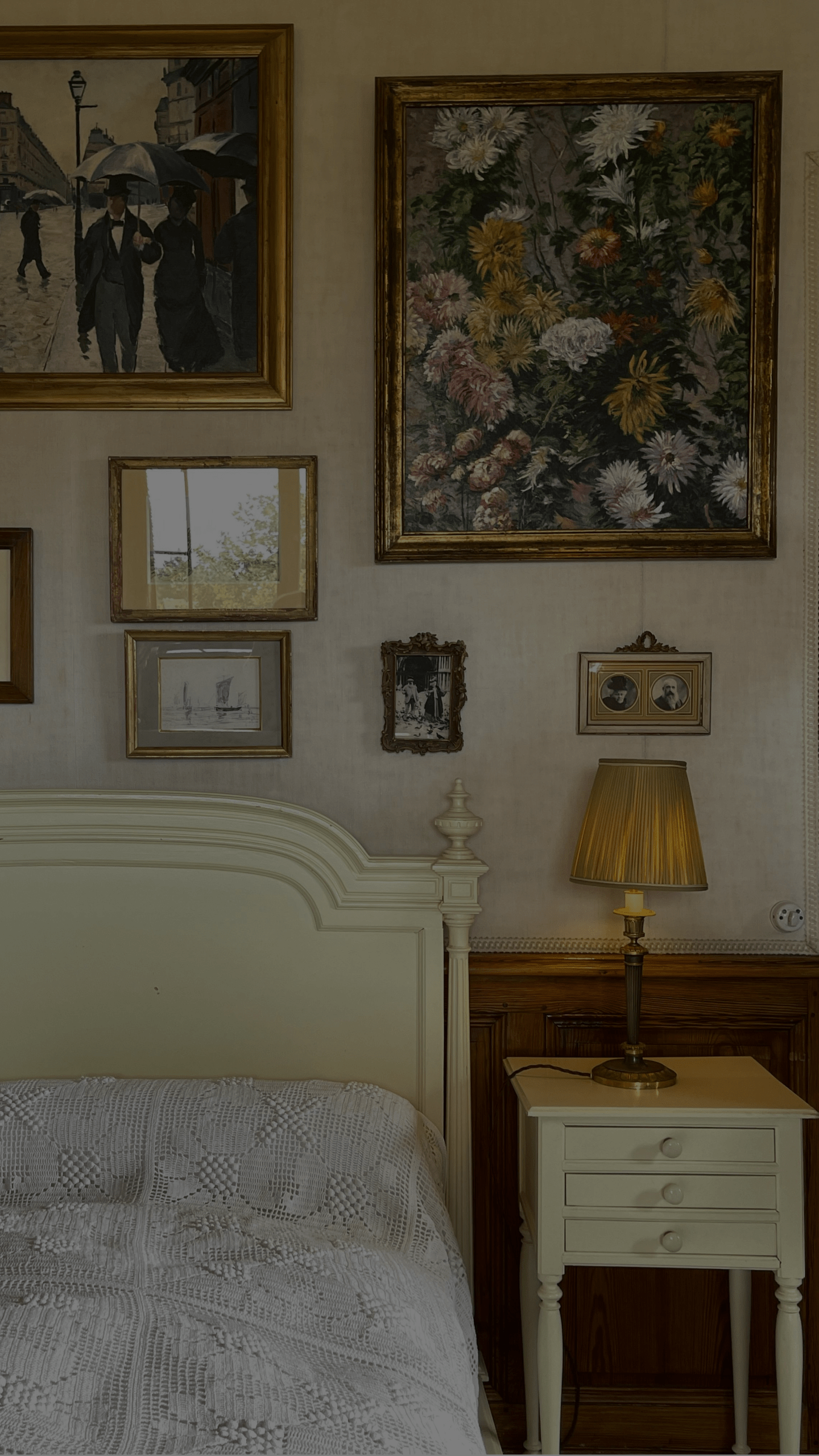 Paintings on Wall over Bed